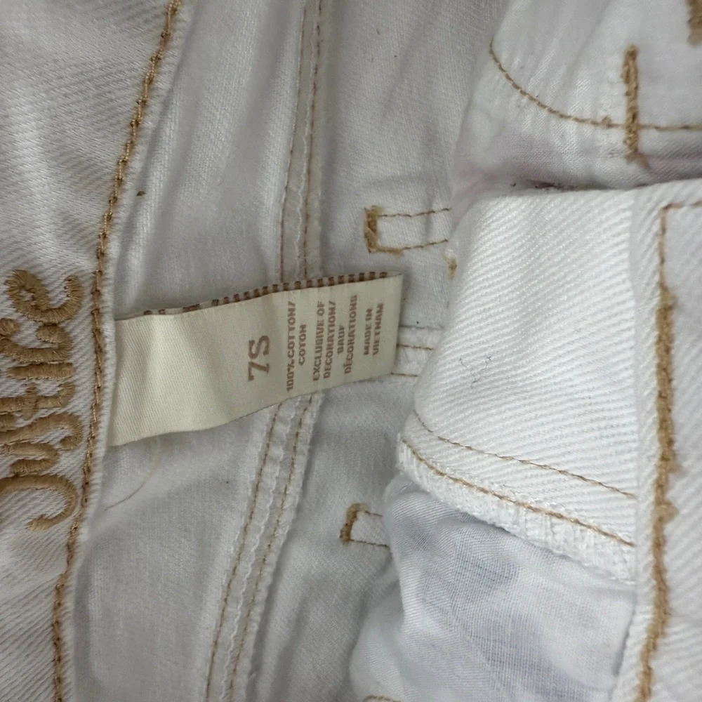 Justice White Jean Shorts with Flag Accents